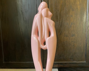 Large Haeger Lovers Figurine. Smooth Pink Ceramic Pair Lovers. Male Female Statue/Figurine. MCM Lovers