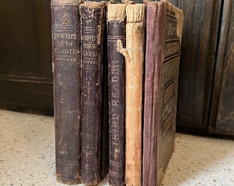 McGuffey Readers. McGuffey Eclectic Reader. Revised Editions 1-5 Revised. Brown Books by Color. Antique School Reader Books