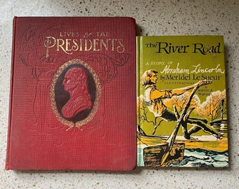 Amerikaanse geschiedenisboeken. De rivierweg - Ab Lincoln. Levens van de presidenten door Putnam. Oude verzamelbare geschiedenisboeken. Geïllustreerde boeken