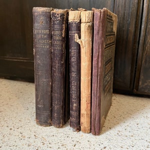 McGuffey Readers. McGuffey Eclectic Reader. Revised Editions 1-5 Revised. Brown Books by Color. Antique School Reader Books