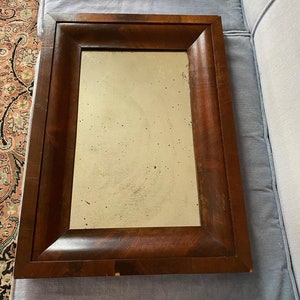 Rectangle Wood Mirror. Hanging Wood Mirror. Vertical Wall Mirror. Vintage Wide Frame Distress Old Mirror. 17 Inches W x 23 inches T.