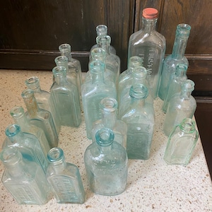 Embossed Old Bottle. Advertising Bottle. Distressed Medicinal, Extracts, Cleansing, Hair. Halloween, Mystery Blue/Green. Buy More for Less!