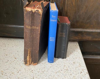 Antique Religious Book. Antique Inspirational Hardback. Holy Bible and Hymn Book, Revised Standard New Testament