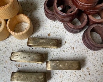 Vintage Napkin Rings.  Wood Napkin Rings. Brass Napkin Rings. Choose Set/s You Want