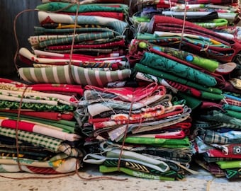 30 Designs Christmas Bundle. 30 Different Patterns Holiday Scrap Bundle. Holiday Colors Bargain Fabric. Remnants. Fabrics by Theme/Colors