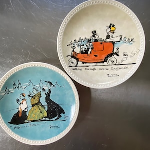 Kitschy People Plates. Fun European Wall Plates. When in Rome Gift, Merrie Englande Gift. Collectible Kitschy Wall Plates.