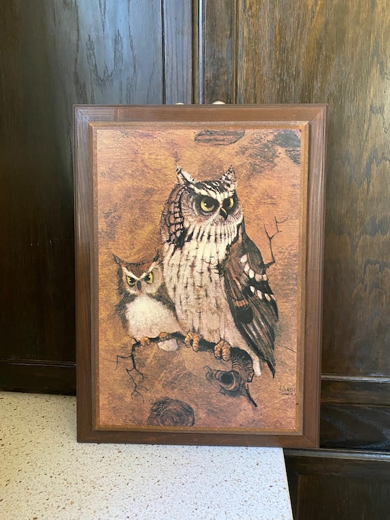 RESERVED FOR KEVIN. 2 Owls Art. Richard H Screech Owls Mounted on