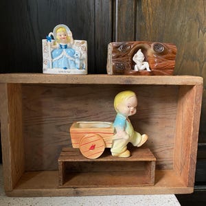 Fe, Bo Peep, Liten pojke, planteringskärl. Retro, Vintage, Napco suckulent samlarkärl. Valfritt val.