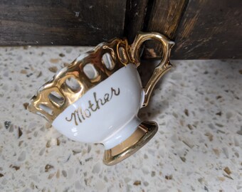 Gold Mother Cup. Mother Ring Cup. Cut Work Gold Cup. New Mom Gift. Mother Ornament for Tree. Small Mother Gift.