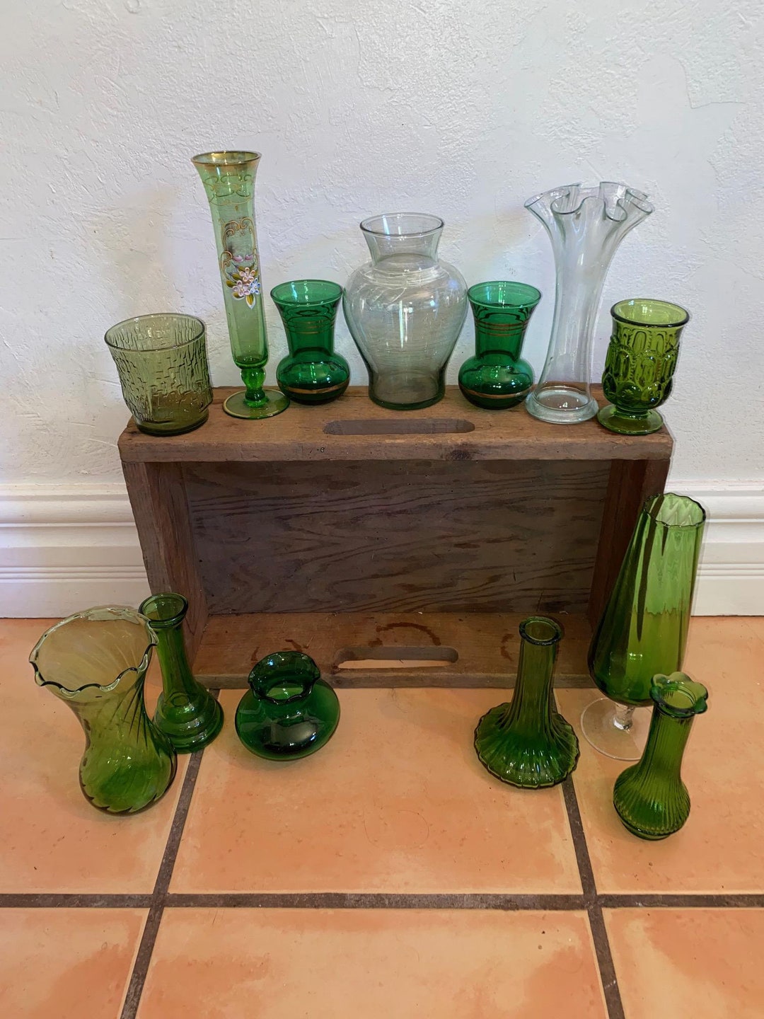 Assorted Green Vase. Assorted Emerald/light Green Vases. Various Size ...