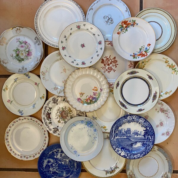 Set 8 Small China Plates. Mix Match Dessert/Cake Plates. Vintage Retro Mix Match. Choose Color Scheme