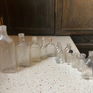 Old Embossed Bottle. Collectible Advertising Bottles. Small/Medium Collectible Bottles. Glass Bottle Vases