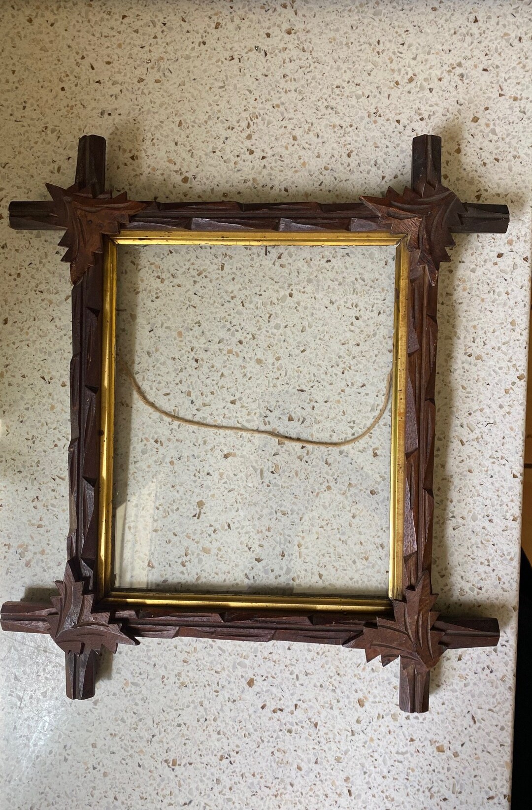 Adirondack Glass Frame. Wood Adirondack Leaf Frame. Tramp Art Etsy