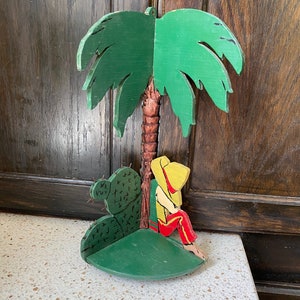 Ethnic Corner Shelf. Beach Corner Shelf. Palm Tree Man Sleeping Cacti Wall Decor. Mexican Wall Decor. What Not/Plant/Small Item Shelf