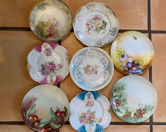 Old Wall Plate. Hand Painted Plates. Fruit, Floral Vintage Old Ornate Plates. English Cottage, Victorian, Delicate Decor. Buy One or More