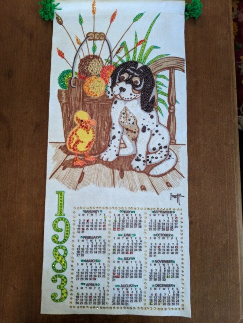 1983 Sequin Calendar Finished Birth Year Calendar Duckling Etsy
