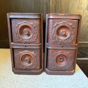 2 Sew Machine Drawers. Decorative Wood Drawers. Antique Wood Sew Drawers. Vintage Desk Storage and Organization. Choice.