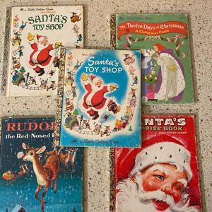 Little Golden Book. Vintage Classic Kids&#39; Books. Vintage Walt Disney Santa&#39;s Toy Shop, Rudolph, 12 Days of Xmas, Santa&#39;s Surprise. Choice