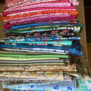 30 Remnant Fabrics. Colorful Fabric Pieces. You Choose Color Scheme! Bundle Cotton Remnants New/OOP. Various Nice Sizes in Bundle.