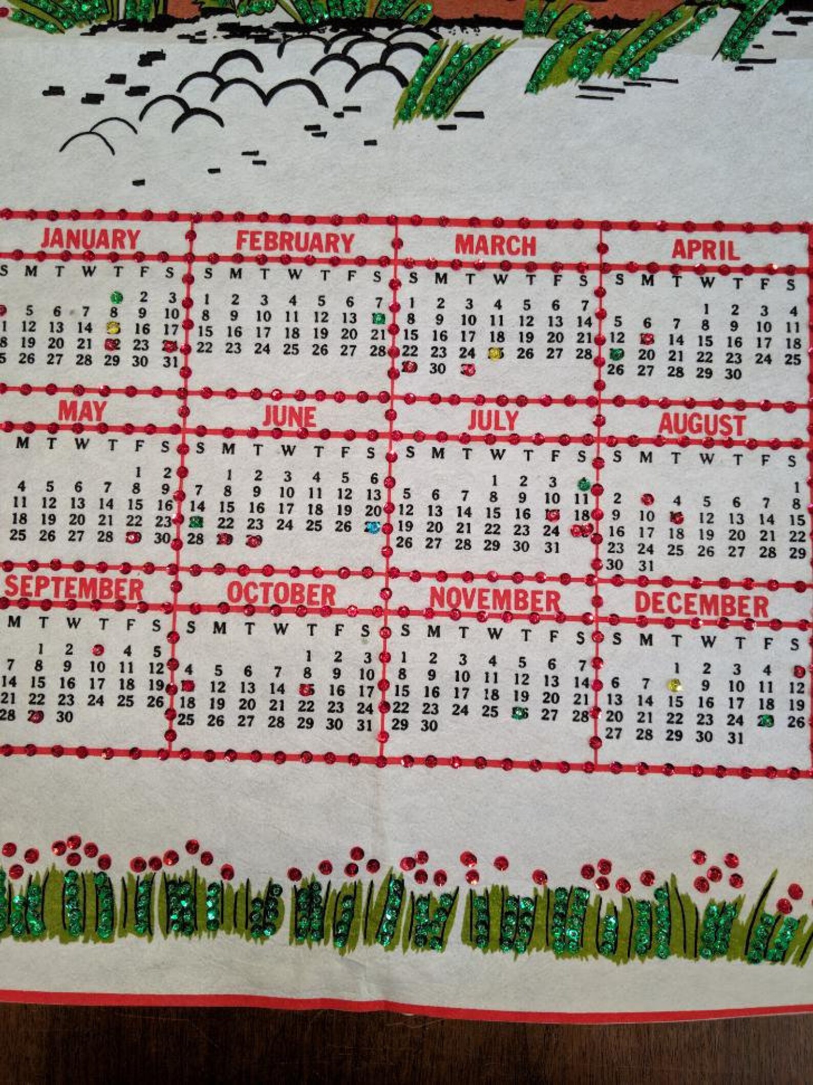 1981 Sequin Calendar. Finished Birth Year Calendar. Sparkly Etsy