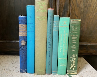 Choice. 7 Old Hardbacks. Green Blue Collect Vintage Hardbacks. 1st Edition. Romance Treasury Acquinas Poetry History Bio Novel La Vita Nuova