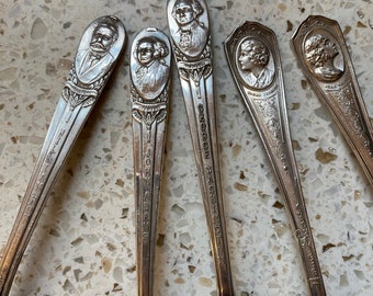 Famous People Spoon. Women, Presidential Spoon. Memorabilia Spoons. Norma Shearer, Pola Negri, Washington, Taft, Adams Spoons