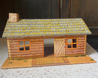 Metal Toy Log Cabin. Small Tin Cabin Play House. Mini Lodge/Cabin/Rustic Home Decor. Retro Vintage Log Cabin. Marx and Co. Ft. Apache Bldg