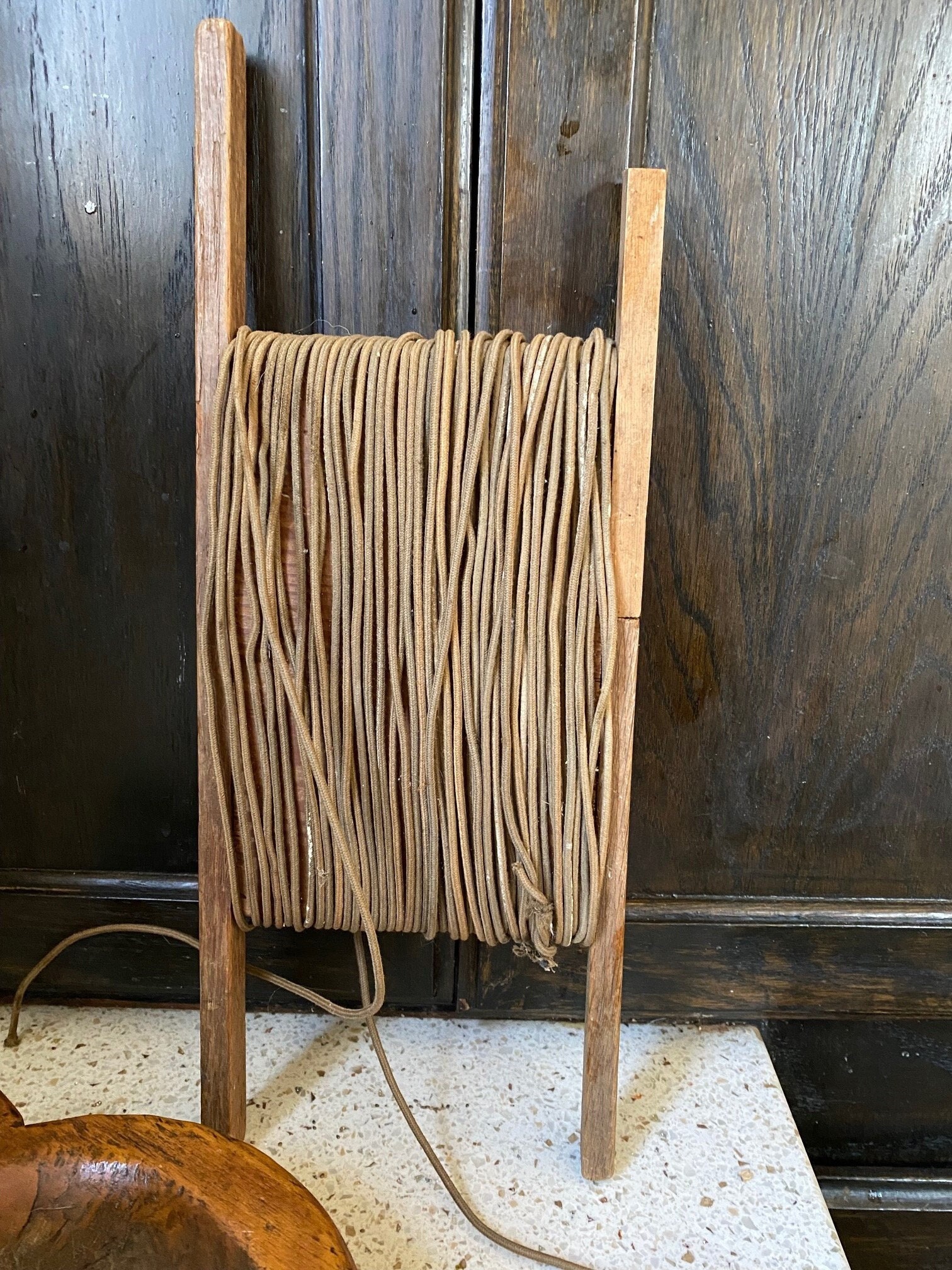 Sold at Auction: Antique Wood Fishing Hand - Line Winder w/ Copper Line
