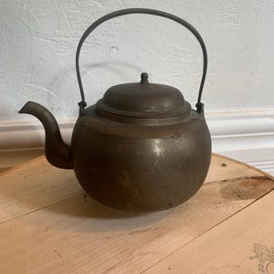 Brass Kettle.  Old Metal Tea Kettle. Tea Pot/Coffee Pot. Distressed Copper Kitchen Decor