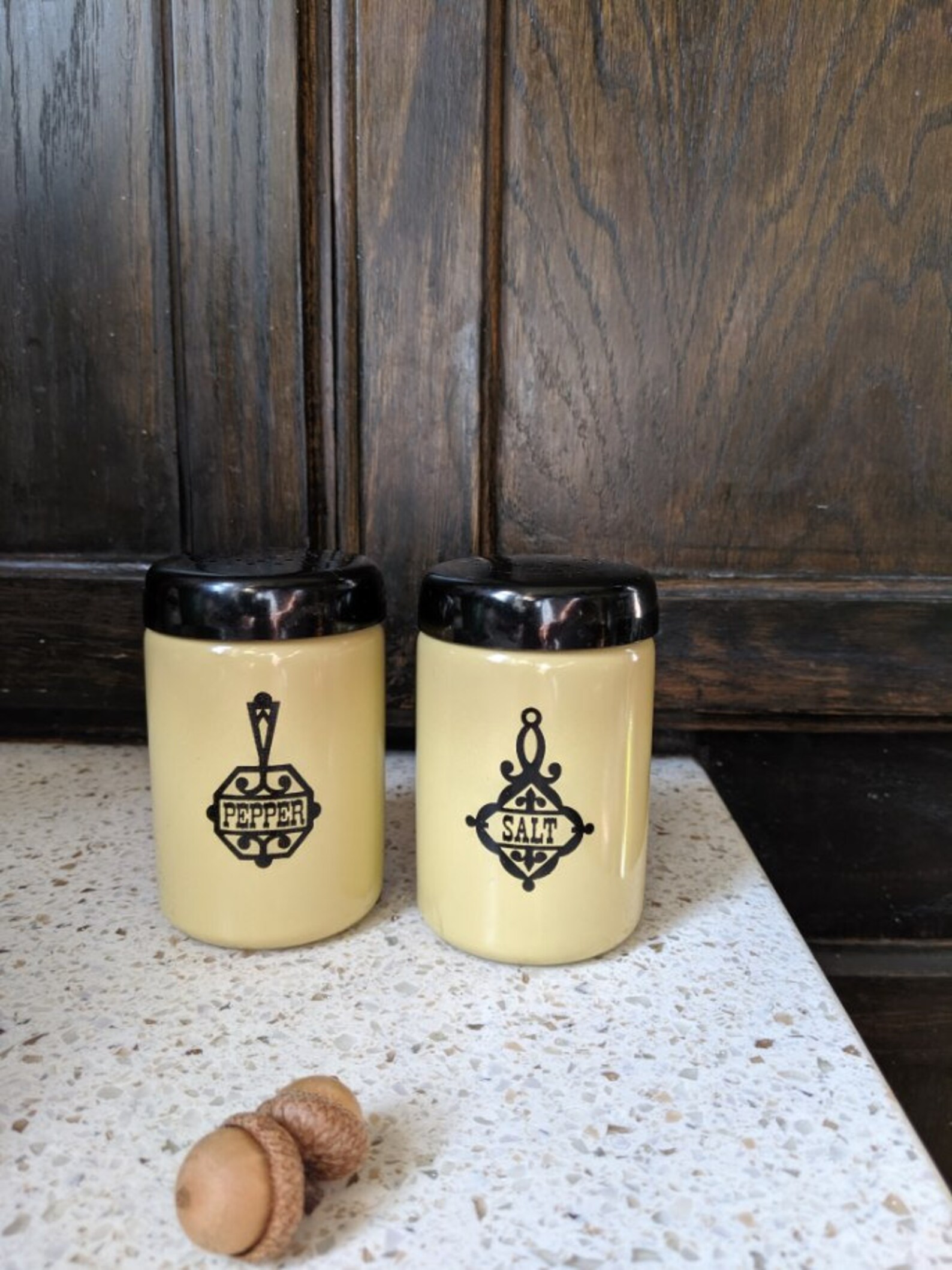 Black Gold Salt Pepper Shakers. West End Metal Plastic Lid Etsy