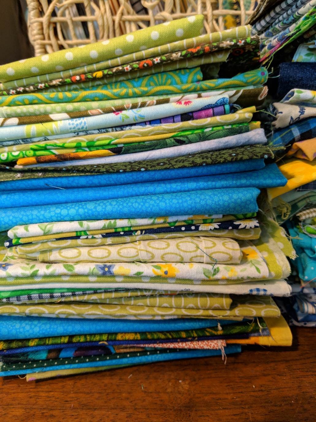 35 Designs Green Blue Fabrics. Bargain Fabric Bundle. 7 Ounces Etsy