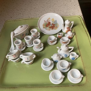 Choice Mini Tea Set. Bear Tea Set. Blue White Tea Set. Pink Tea Set. Doll/Child, Fairy, Play, Small Shelf, Collectible Tea Set. Photo Prop
