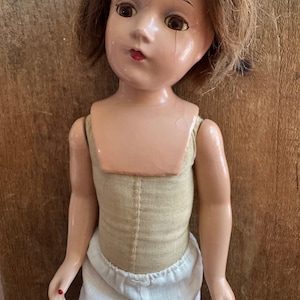 Antique Girl Doll.  P&B Girl Red Dress Doll. 18 Inch Antique Adolescent Girl Doll. Collectible Doll