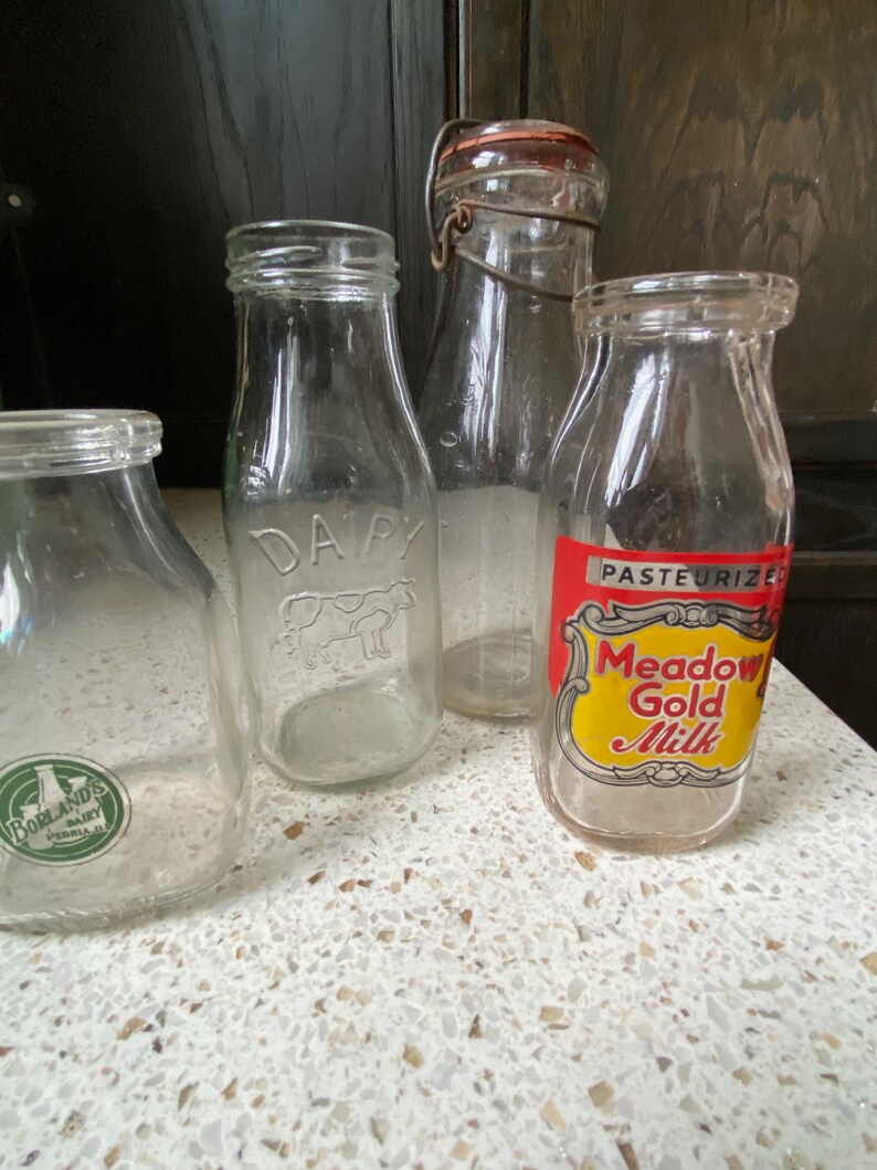 Glass Milk Bottle. Vintage Glass Milk Bottles. 3 Marked Etsy
