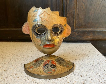 Metal Mask. Free Standing Costume Mask. Mystery Party, Mardi Gras, Halloween, Party, Multi Cultural Art