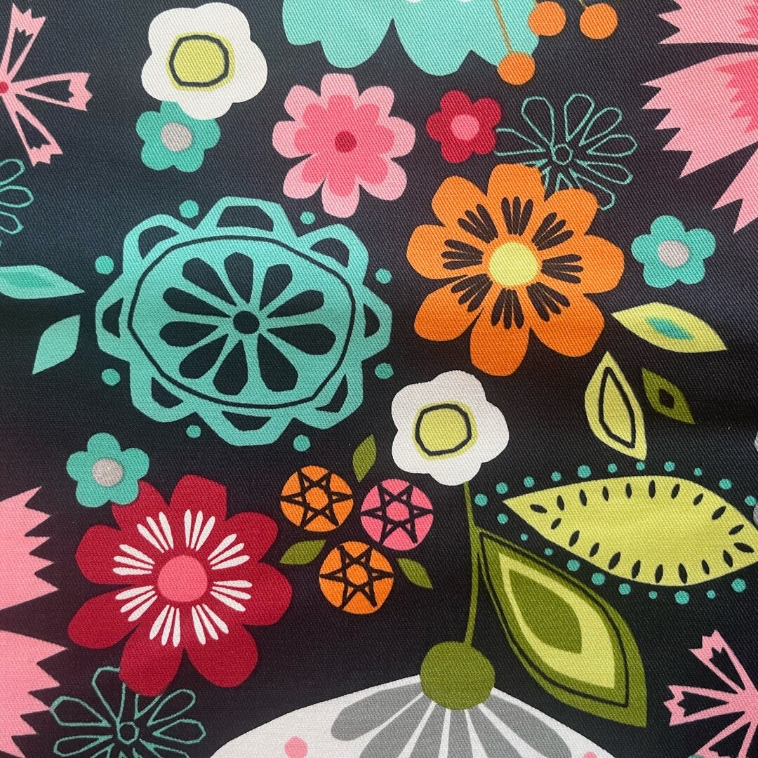 OOP Large Floral Fabric. Joann's Cotton Fabric. Navy W Etsy
