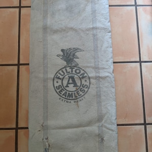 Used Seamless Feed Bag. Thick Seamless Cotton Grain Bag. Royal River Seamless A Farm Bag. Primitive Farm Ranch Home Decor. Wall Decor.