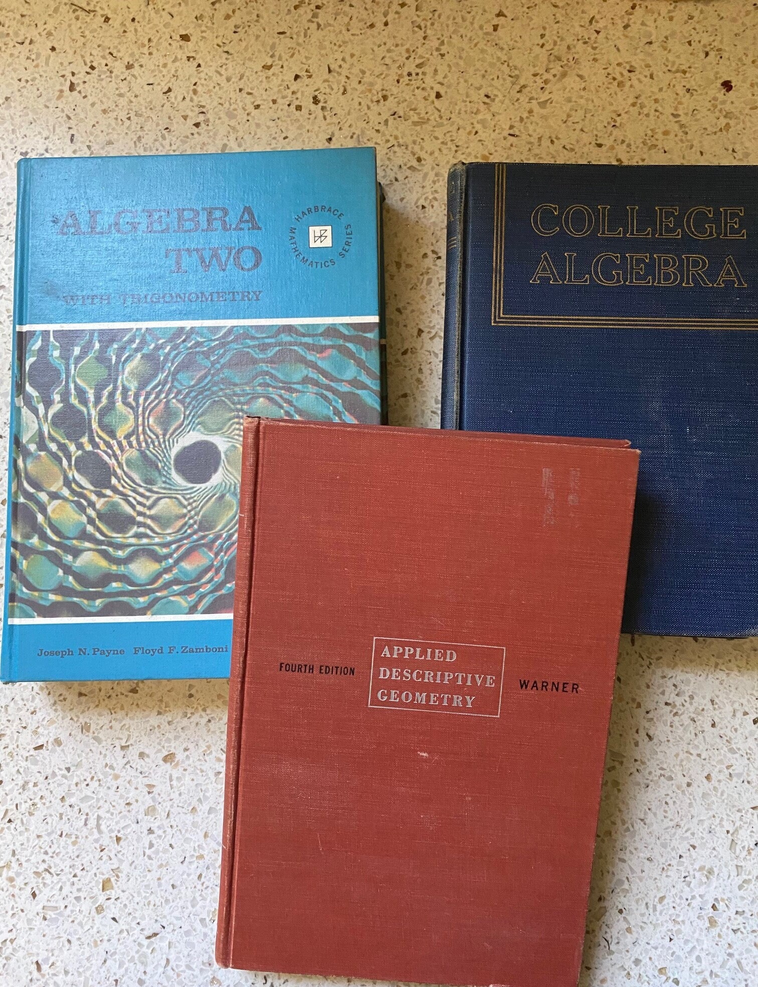 3 Old Math Textbooks. Descriptive Geometry, College Algebra 3 Old Math Textbooks. Descriptive Geometry, College Algebra