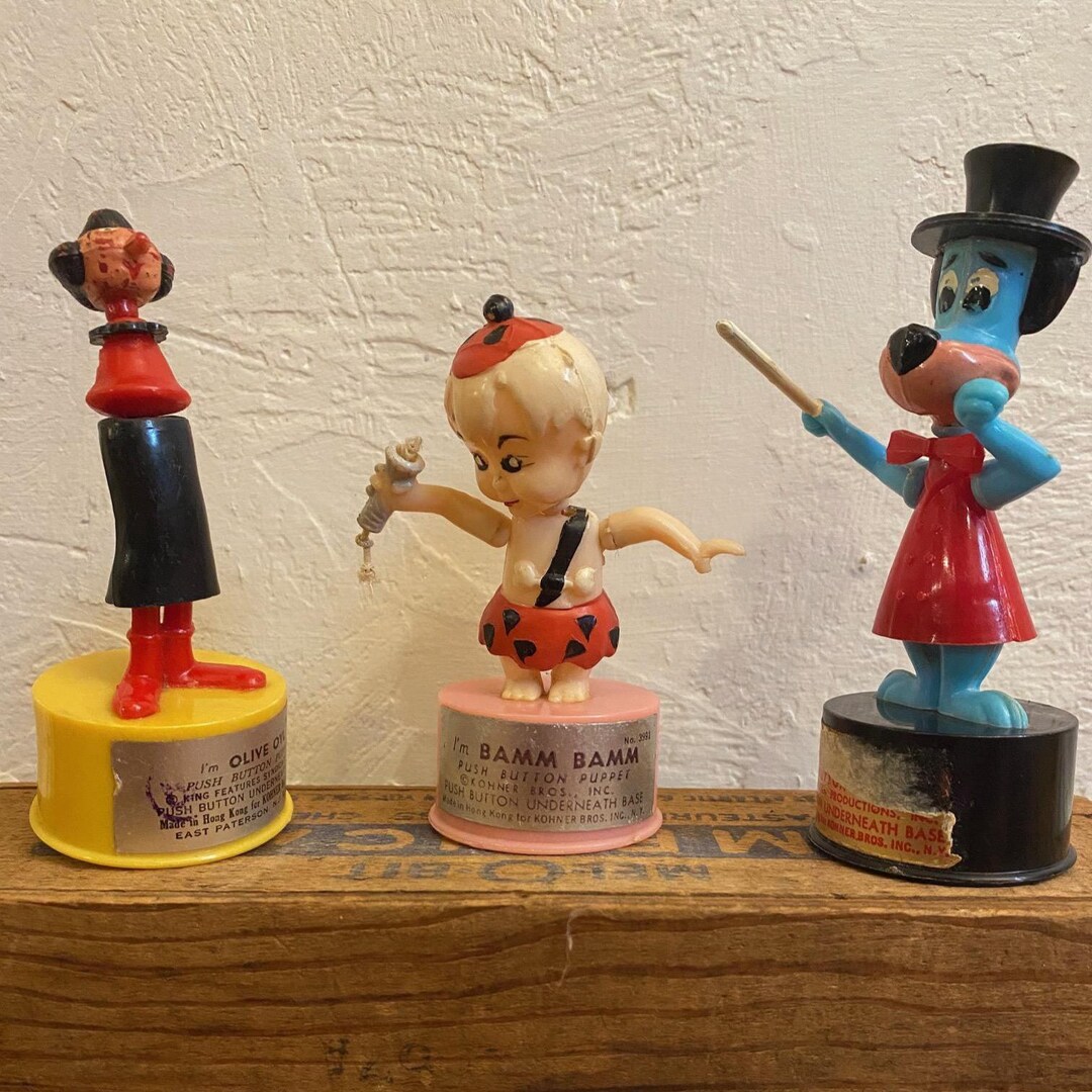 Bbm Puppet 3 Vintage Button Puppets. Bamm Bmm, Olive Oyl, Blue Dog From Hanna ...