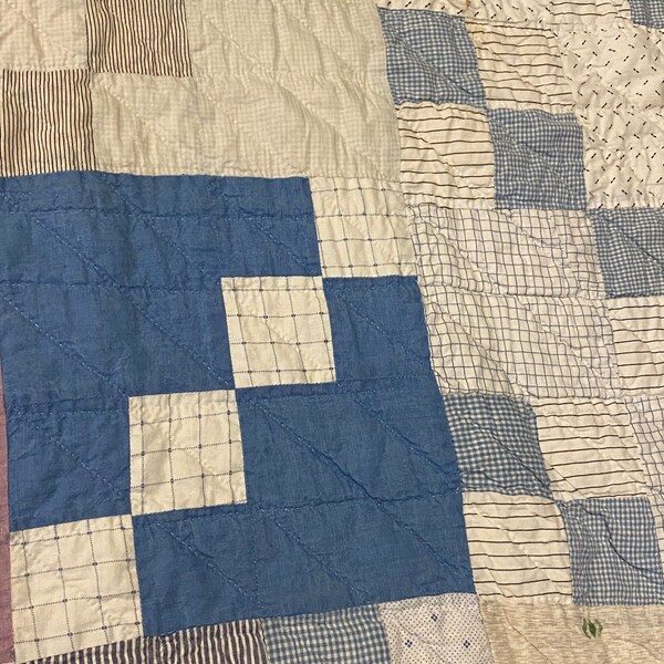Blue and White Quilt Etsy
