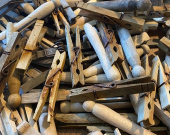 Worn Clothespins. Distressed Wood Clothespins. Laundry Kitchen Decor. Clothesline Rustic Primitive Decor. Buy More For Less.