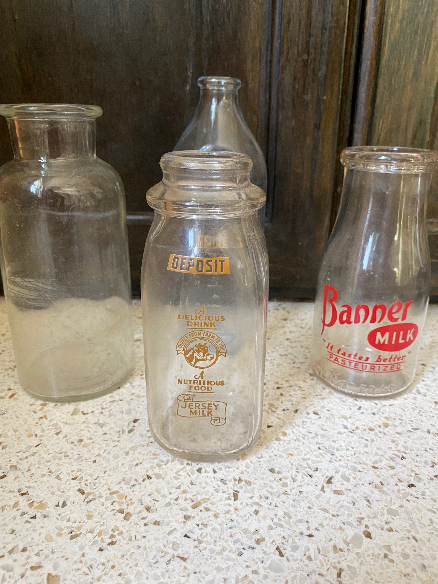 Vtg Lot of 3 Antique Milk Bottles Glass Dairy Bottles Wash & -  in 2023