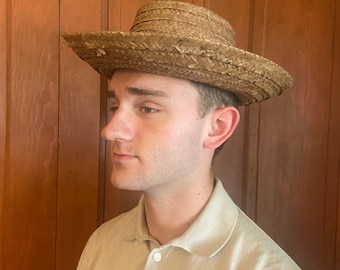 Straw Panama Hat. Men's Vintage Straw Hat.