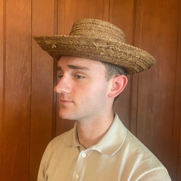 Straw Panama Hat. Men's Vintage Straw Hat.