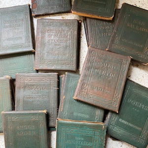 Mini libri antichi. Classic Leather Library Corp. Wilde, Kipling, Browning, Stevenson, Washington, Lincoln, Poe, Shakespeare. Un regalo superbo.