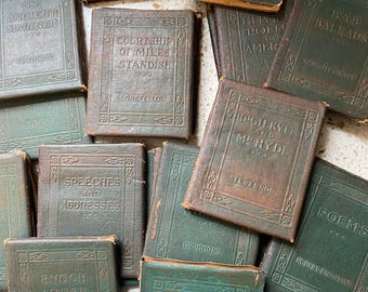 Antique Mini Books. Classic Leather Library Corp. Wilde, Kipling, Browning, Stevenson, Washington, Lincoln, Poe, Shakespeare. Superb Gift