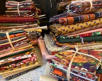 30 Designs Fall Bundle. Fall Scrap Bundle. Bargain Scraps. Remnants, Fabrics by Theme. All 5 x 7 or Bigger.