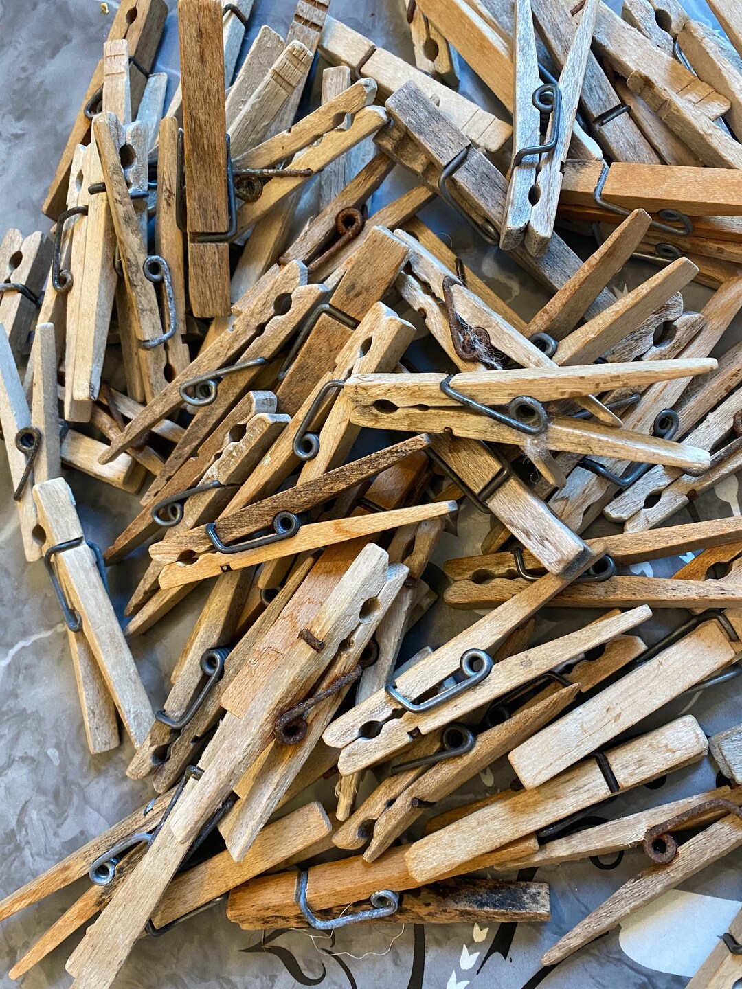 Worn Spring Clothespins. Old Wood Clothespins. Distressed Rustic ...