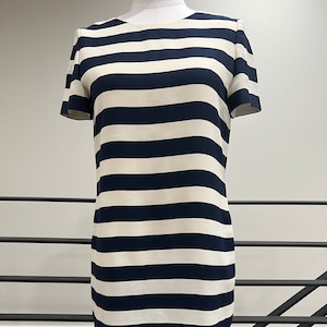 1990s navy & white striped dress.