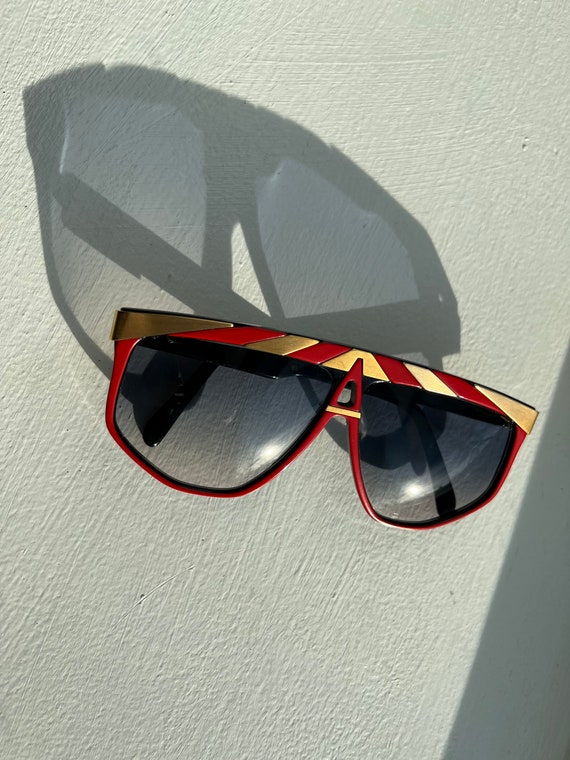 1980s Alpina sunglasses with red & gold stripes - image 8